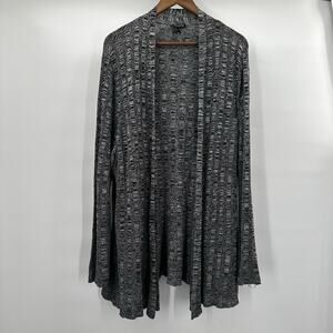 Eileen Fisher Cardigan Sweater Womens 2X Gray Silk Organic Linen Classic